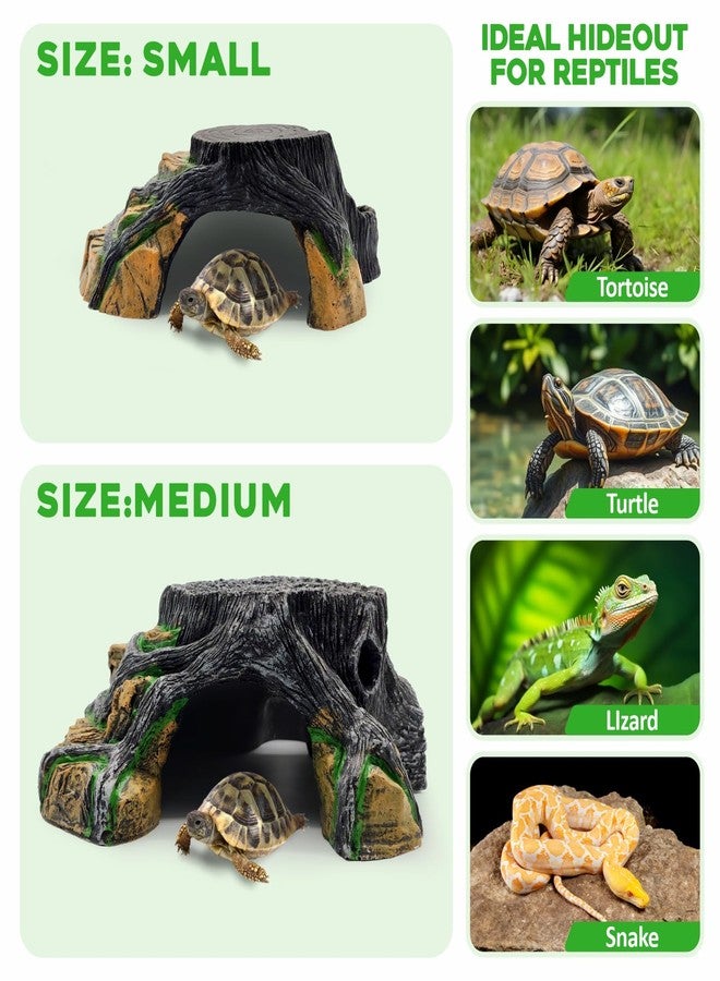 GOZILLA Reptile Cave for Terrarium,Reptile Humid Hide Basking Platform,Resin Root Decor for Frog,Bearded Dragon and Leopard Gecko.(Black-L) - Image 3
